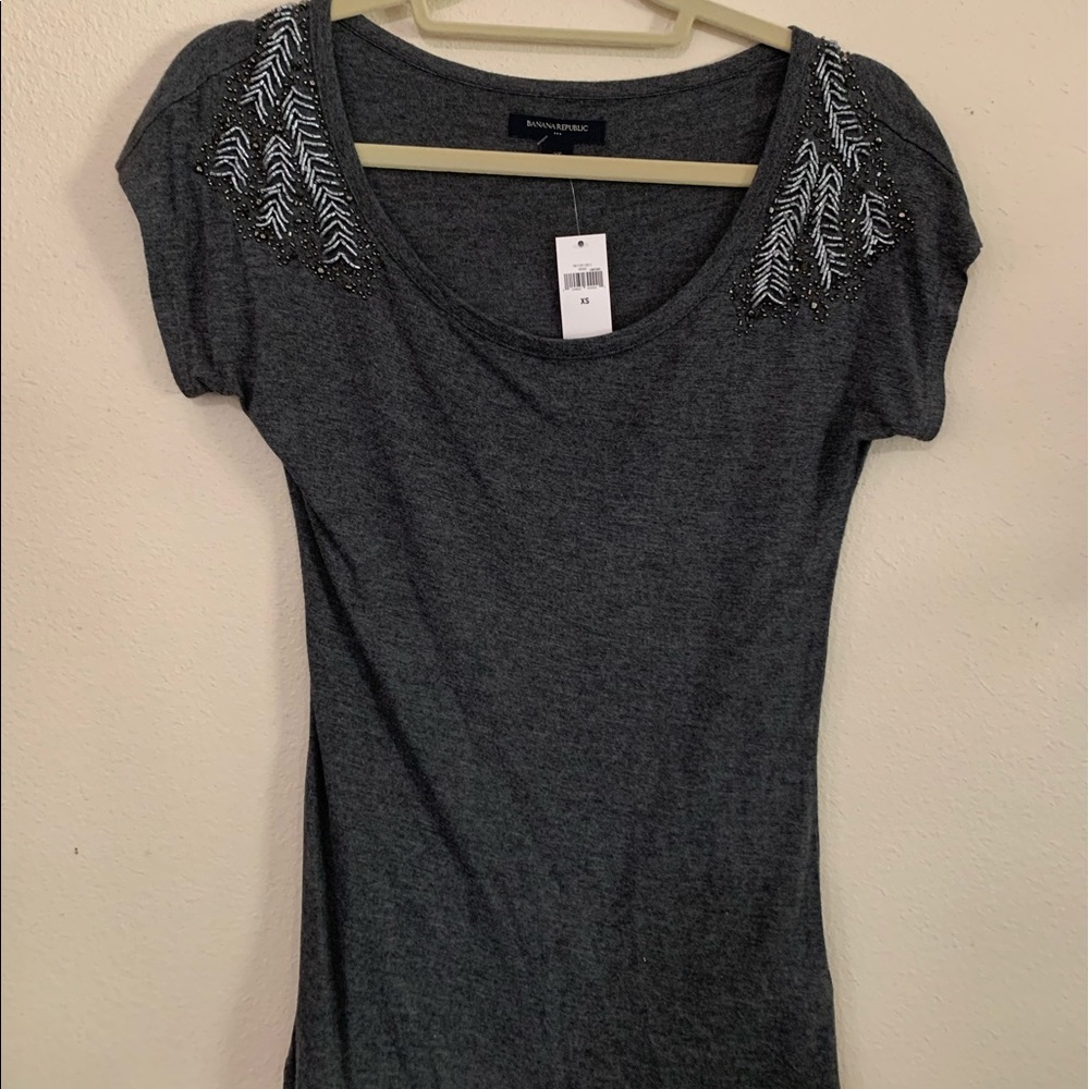 Banana Republic Gray Beaded Shoulders